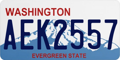 WA license plate AEK2557