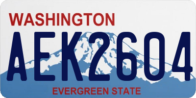 WA license plate AEK2604