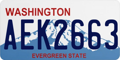 WA license plate AEK2663