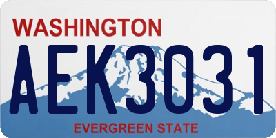 WA license plate AEK3031
