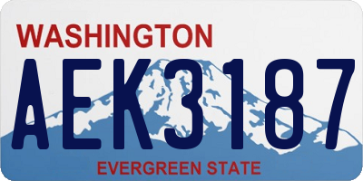 WA license plate AEK3187
