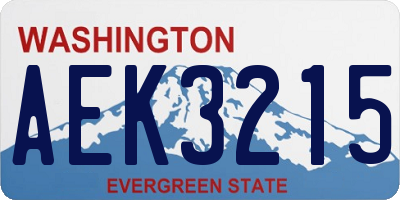 WA license plate AEK3215