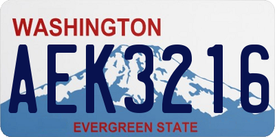 WA license plate AEK3216