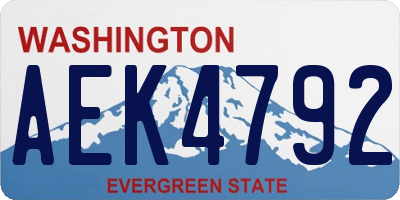 WA license plate AEK4792