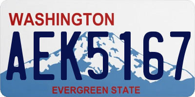 WA license plate AEK5167
