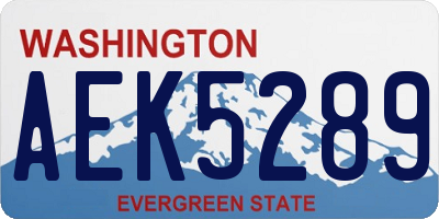WA license plate AEK5289
