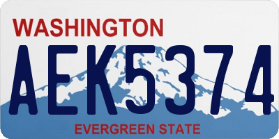 WA license plate AEK5374