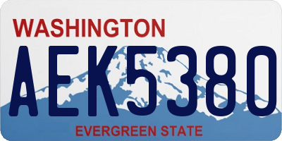 WA license plate AEK5380