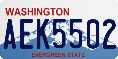 WA license plate AEK5502