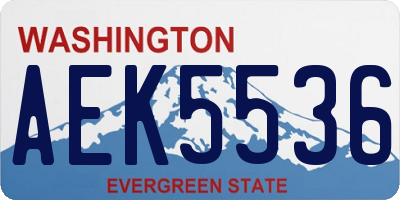 WA license plate AEK5536