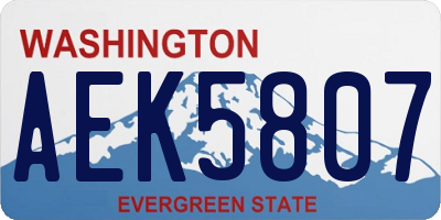 WA license plate AEK5807