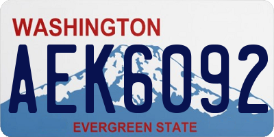 WA license plate AEK6092