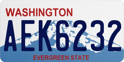 WA license plate AEK6232