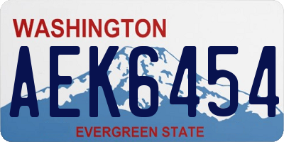 WA license plate AEK6454
