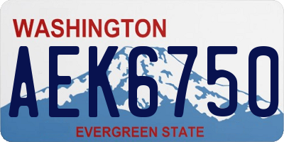 WA license plate AEK6750