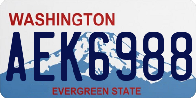 WA license plate AEK6988