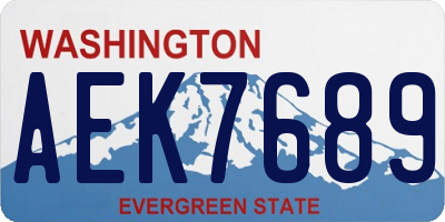 WA license plate AEK7689