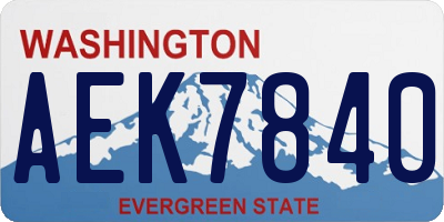 WA license plate AEK7840