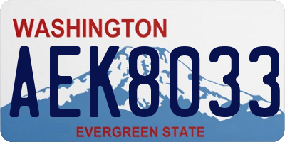 WA license plate AEK8033