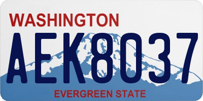 WA license plate AEK8037