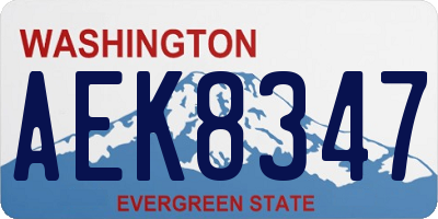 WA license plate AEK8347