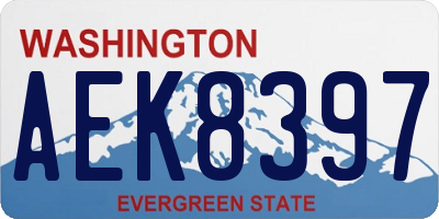 WA license plate AEK8397