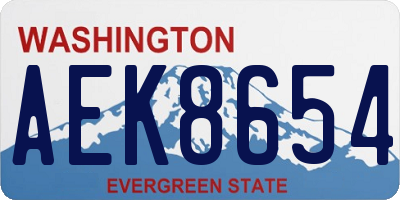 WA license plate AEK8654