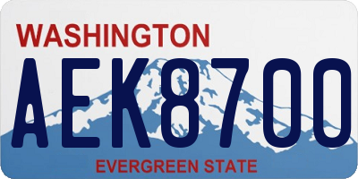 WA license plate AEK8700