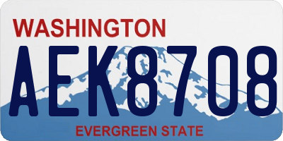 WA license plate AEK8708
