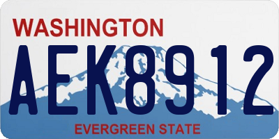 WA license plate AEK8912