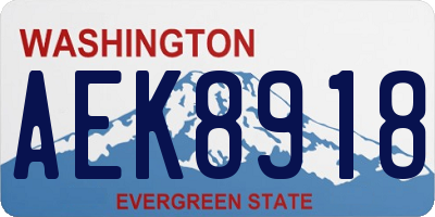 WA license plate AEK8918