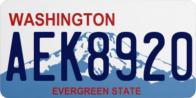 WA license plate AEK8920
