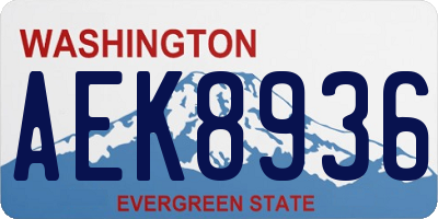 WA license plate AEK8936