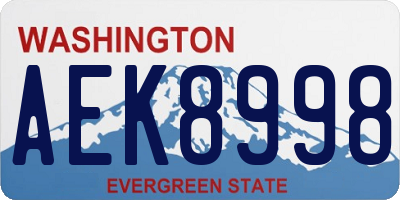 WA license plate AEK8998