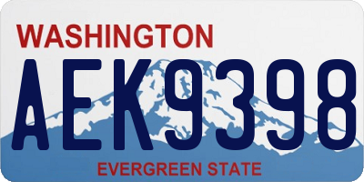 WA license plate AEK9398