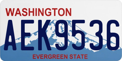 WA license plate AEK9536