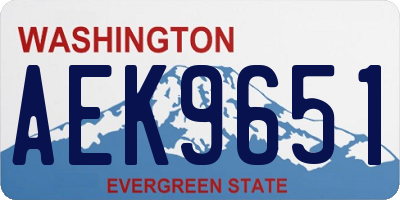 WA license plate AEK9651