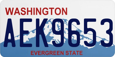 WA license plate AEK9653
