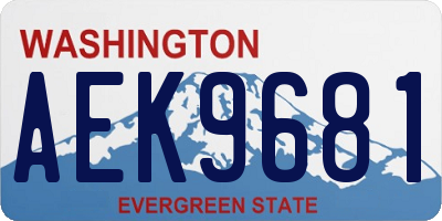 WA license plate AEK9681