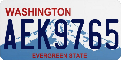 WA license plate AEK9765
