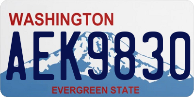 WA license plate AEK9830
