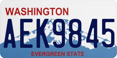 WA license plate AEK9845