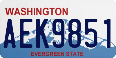 WA license plate AEK9851