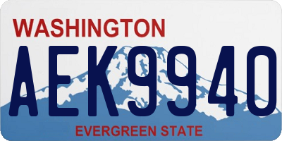 WA license plate AEK9940