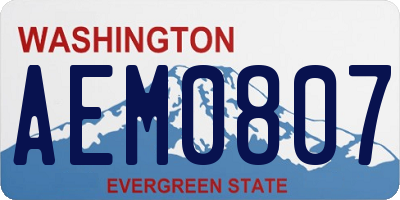 WA license plate AEM0807