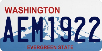 WA license plate AEM1922