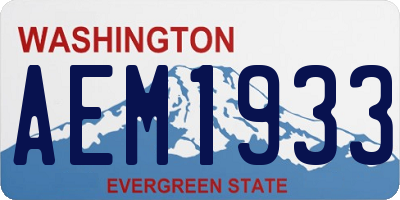 WA license plate AEM1933