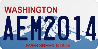 WA license plate AEM2014
