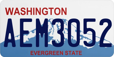 WA license plate AEM3052