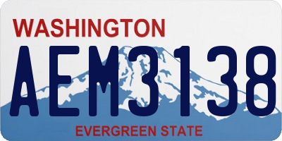WA license plate AEM3138